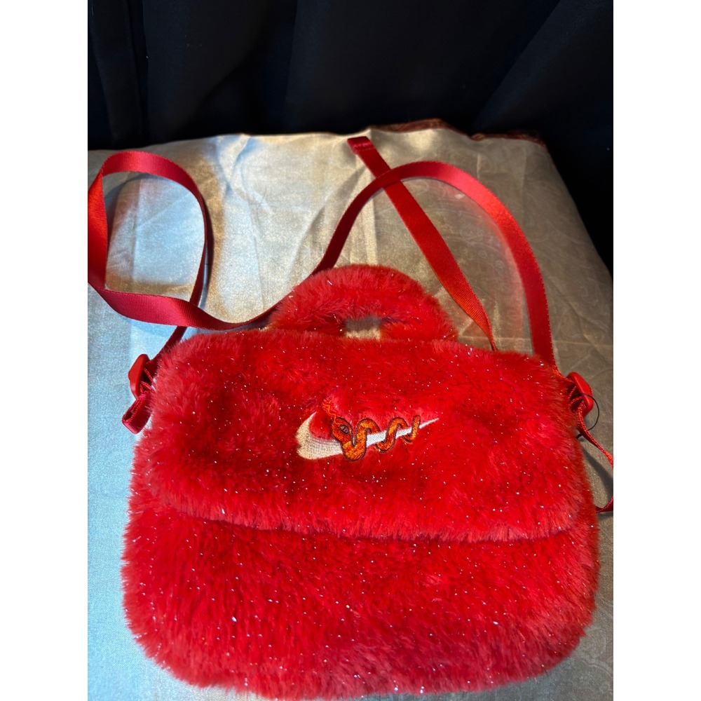 Nike Faux Fur Crossbody Bag Red Year of the Dragon HV6119-657 Small Messenger